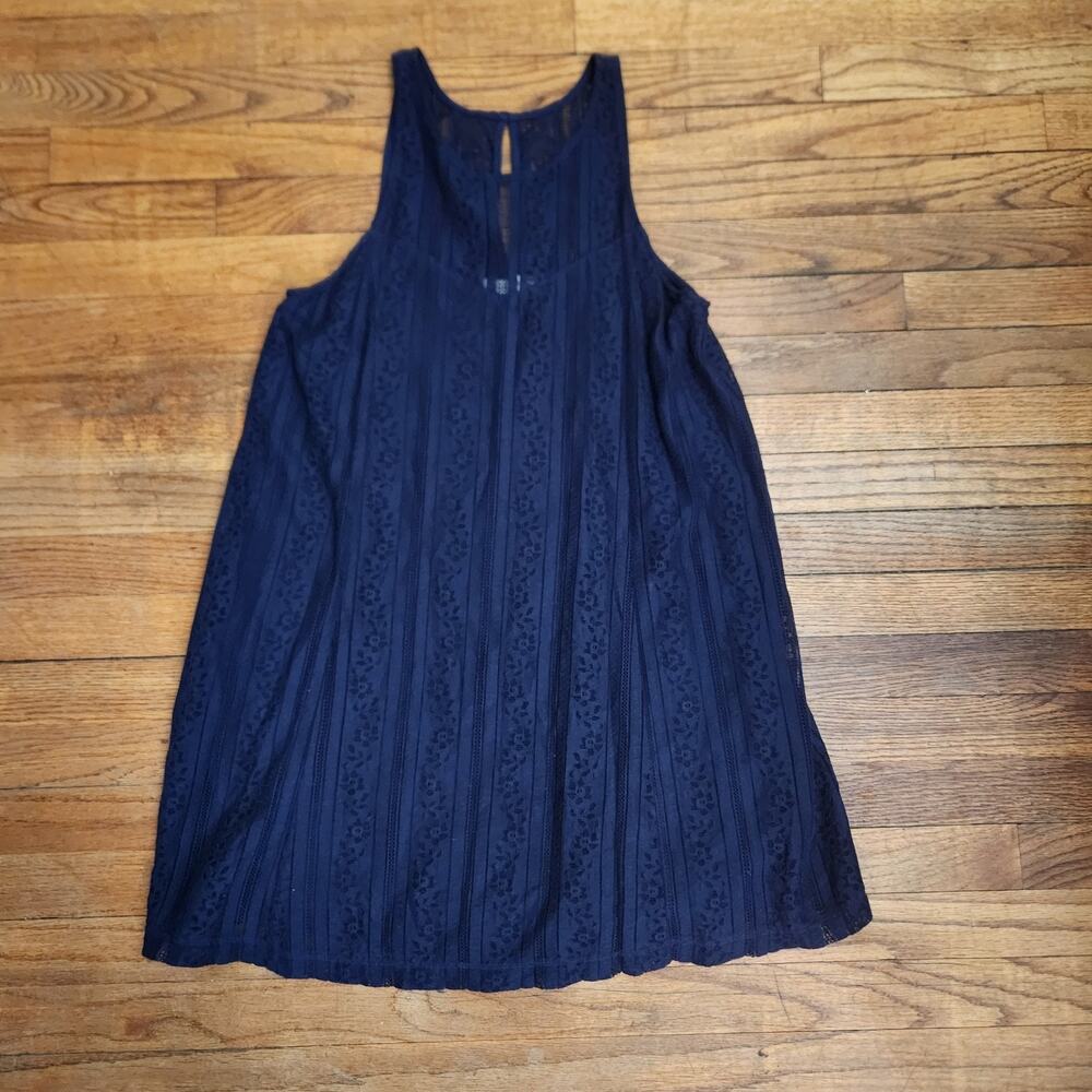 Abercrombie & Fitch Tank Trapeze Swing Dress Womens Large Fully Lined Lace Blue